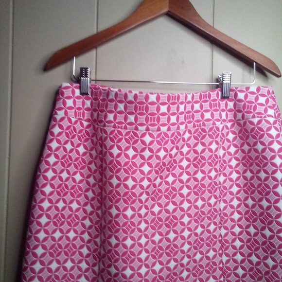 Isabella DeMarco Skirt 10 Career Dressy Geometric Circles Pink White - Picture 2 of 12